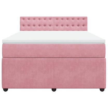 Giroletto a Molle con Materasso Rosa 140x190 cm in Velluto | homemem39