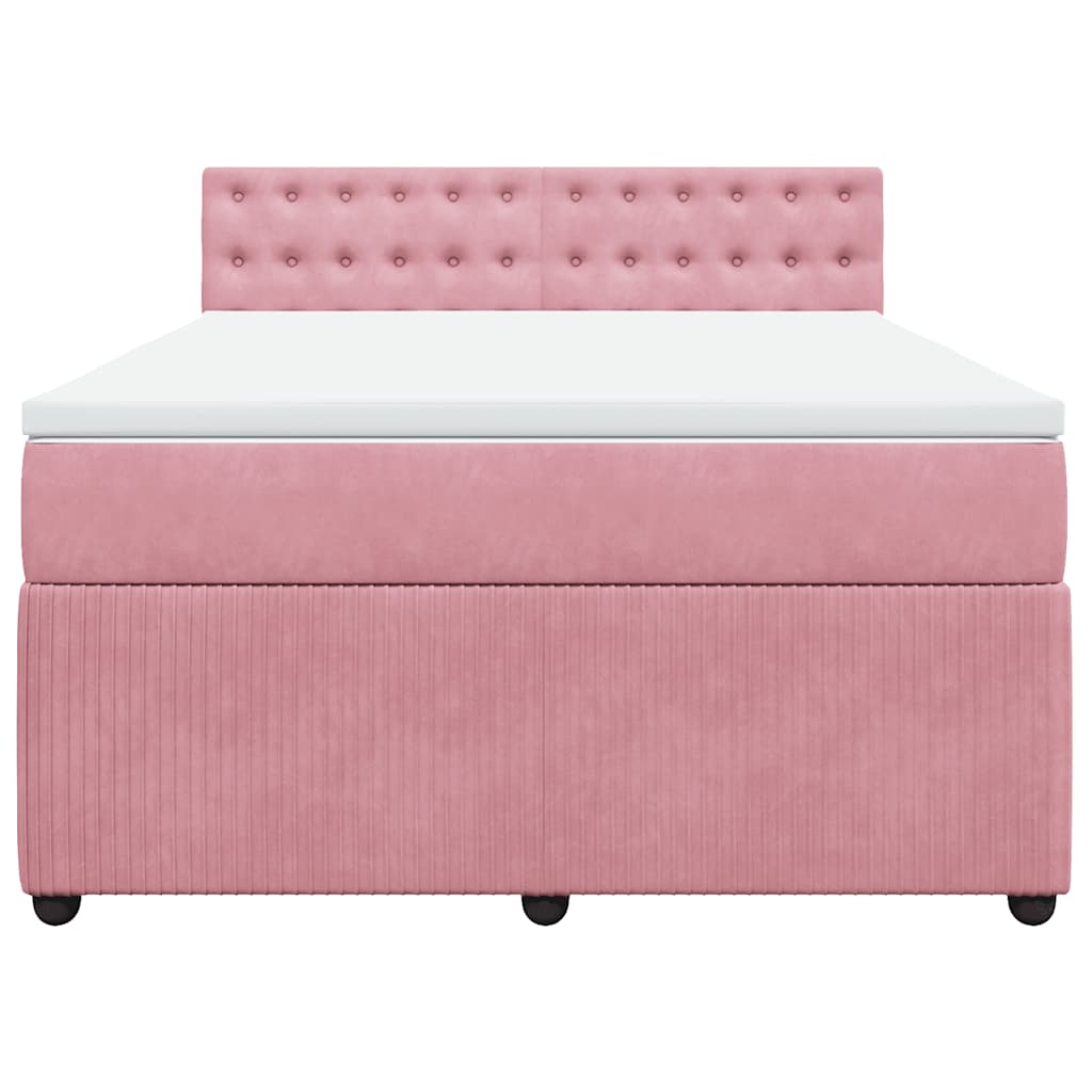 Giroletto a Molle con Materasso Rosa 140x190 cm in Velluto