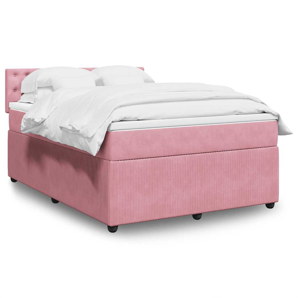 Giroletto a Molle con Materasso Rosa 140x190 cm in Velluto | homemem39