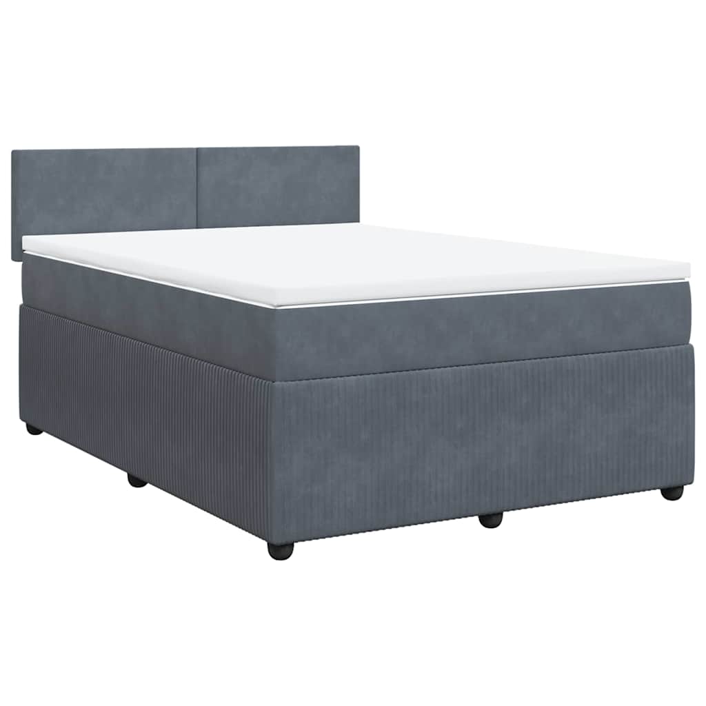 Giroletto a Molle con Materasso Grigio Scuro 140x200 cm Velluto | homemem39