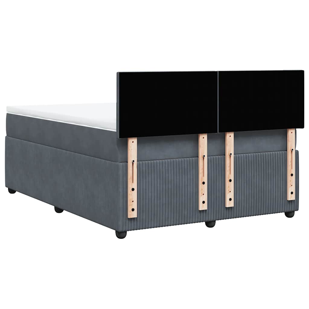 Giroletto a Molle con Materasso Grigio Scuro 140x200 cm Velluto | homemem39