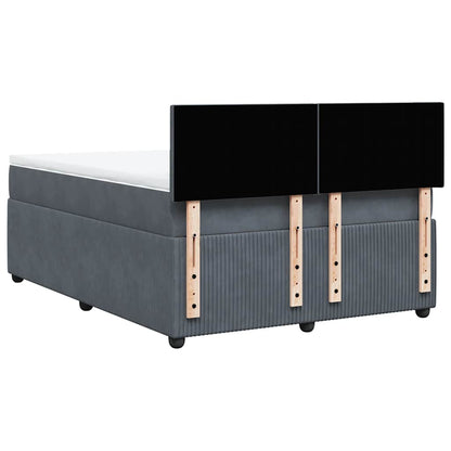 Giroletto a Molle con Materasso Grigio Scuro 140x200 cm Velluto | homemem39