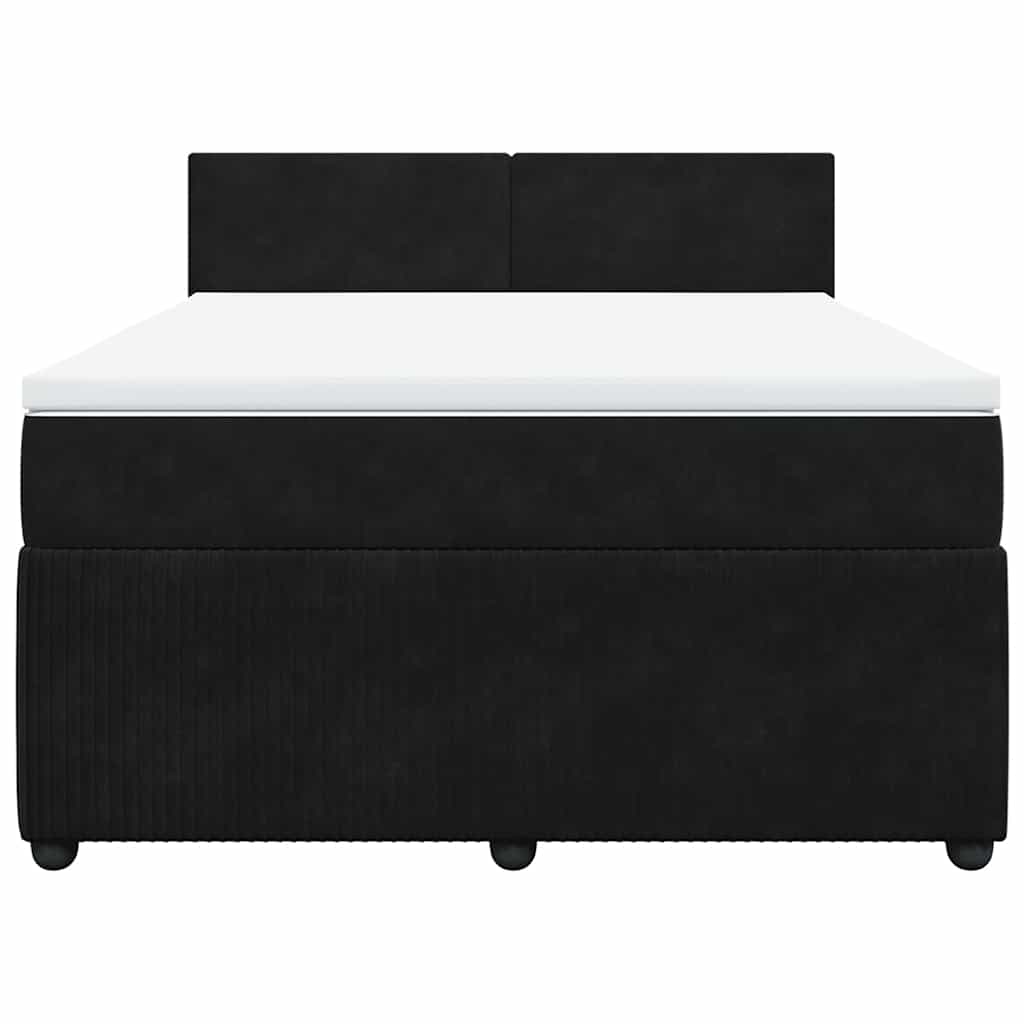 Giroletto a Molle con Materasso Nero 140x200 cm in Velluto - homemem39