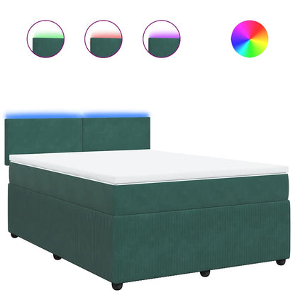 Giroletto a Molle con Materasso Verde Scuro 140x200 cm Velluto - homemem39