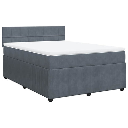 Giroletto a Molle con Materasso Grigio Scuro 140x200 cm Velluto | homemem39