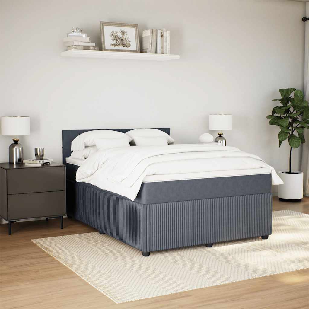 Giroletto a Molle con Materasso Grigio Scuro 140x200 cm Velluto | homemem39