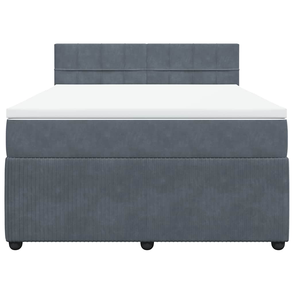 Giroletto a Molle con Materasso Grigio Scuro 140x200 cm Velluto | homemem39