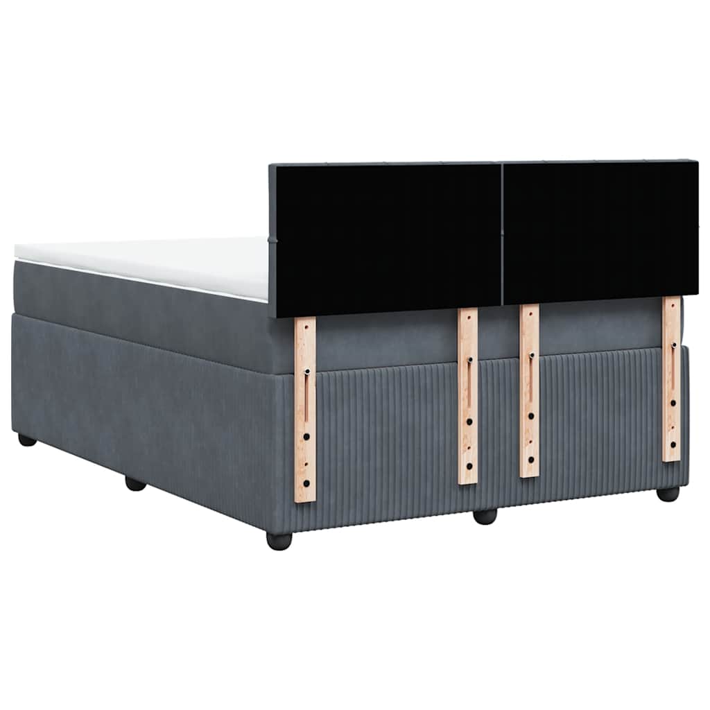 Giroletto a Molle con Materasso Grigio Scuro 140x200 cm Velluto | homemem39