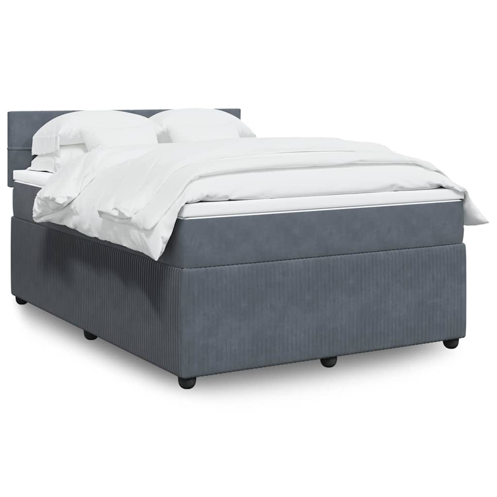 Giroletto a Molle con Materasso Grigio Scuro 140x200 cm Velluto | homemem39