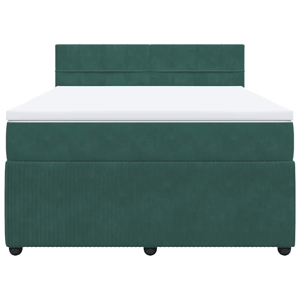 Giroletto a Molle con Materasso Verde Scuro 140x200 cm Velluto - homemem39