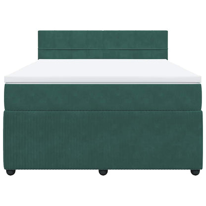 Giroletto a Molle con Materasso Verde Scuro 140x200 cm Velluto - homemem39