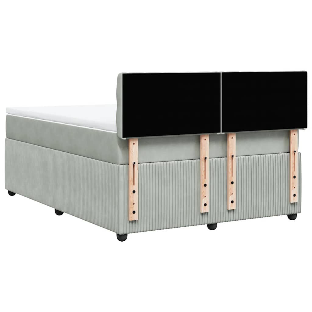 Giroletto a Molle con Materasso Grigio Chiaro 140x200cm Velluto
