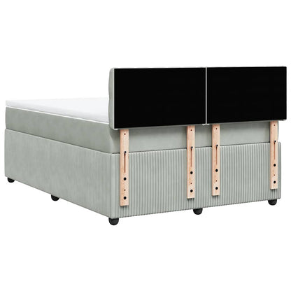 Giroletto a Molle con Materasso Grigio Chiaro 140x200cm Velluto