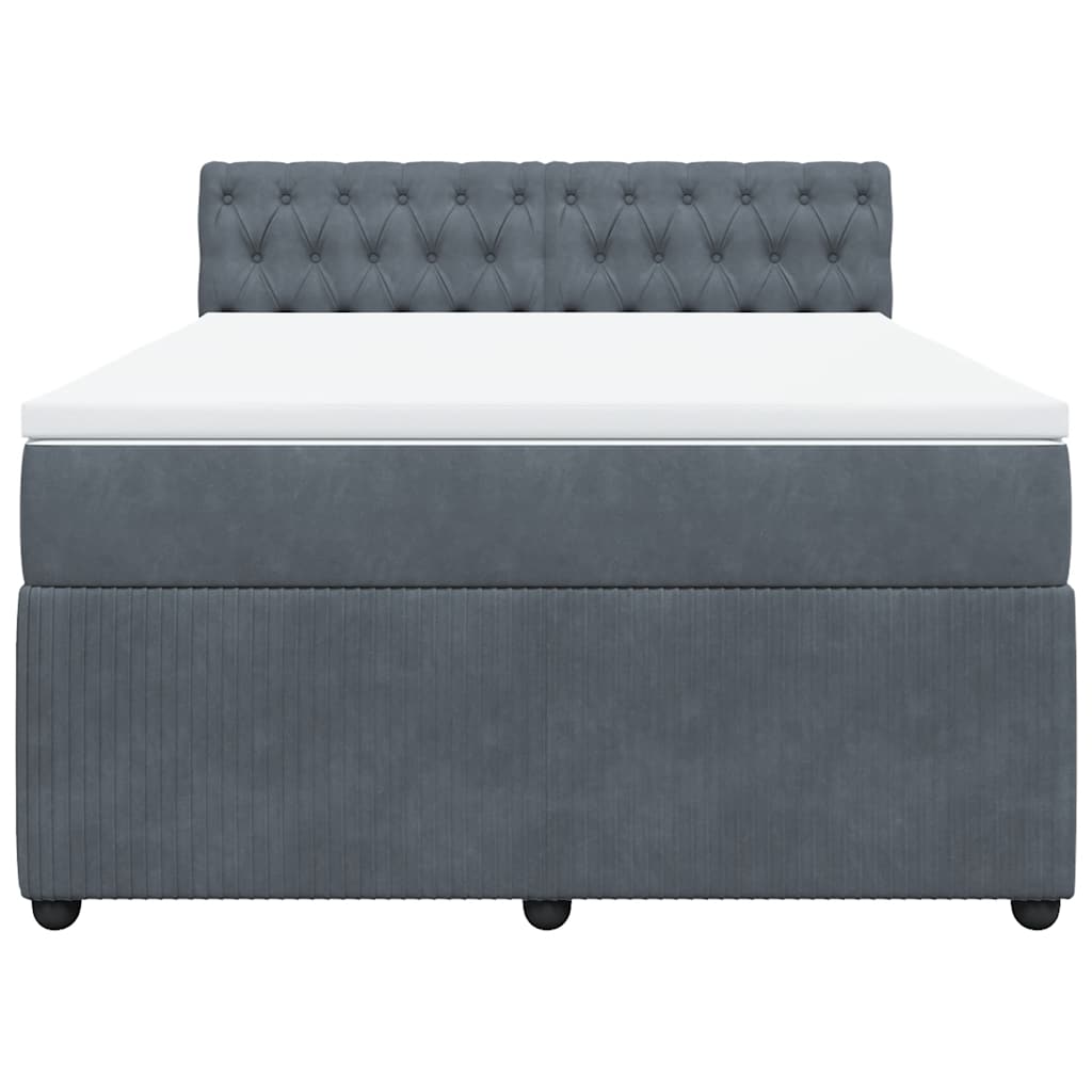 Giroletto a Molle con Materasso Grigio Scuro 140x200 cm Velluto