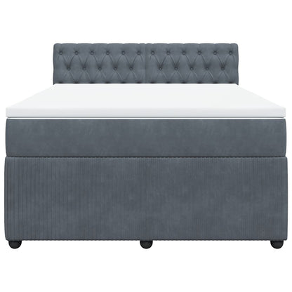 Giroletto a Molle con Materasso Grigio Scuro 140x200 cm Velluto