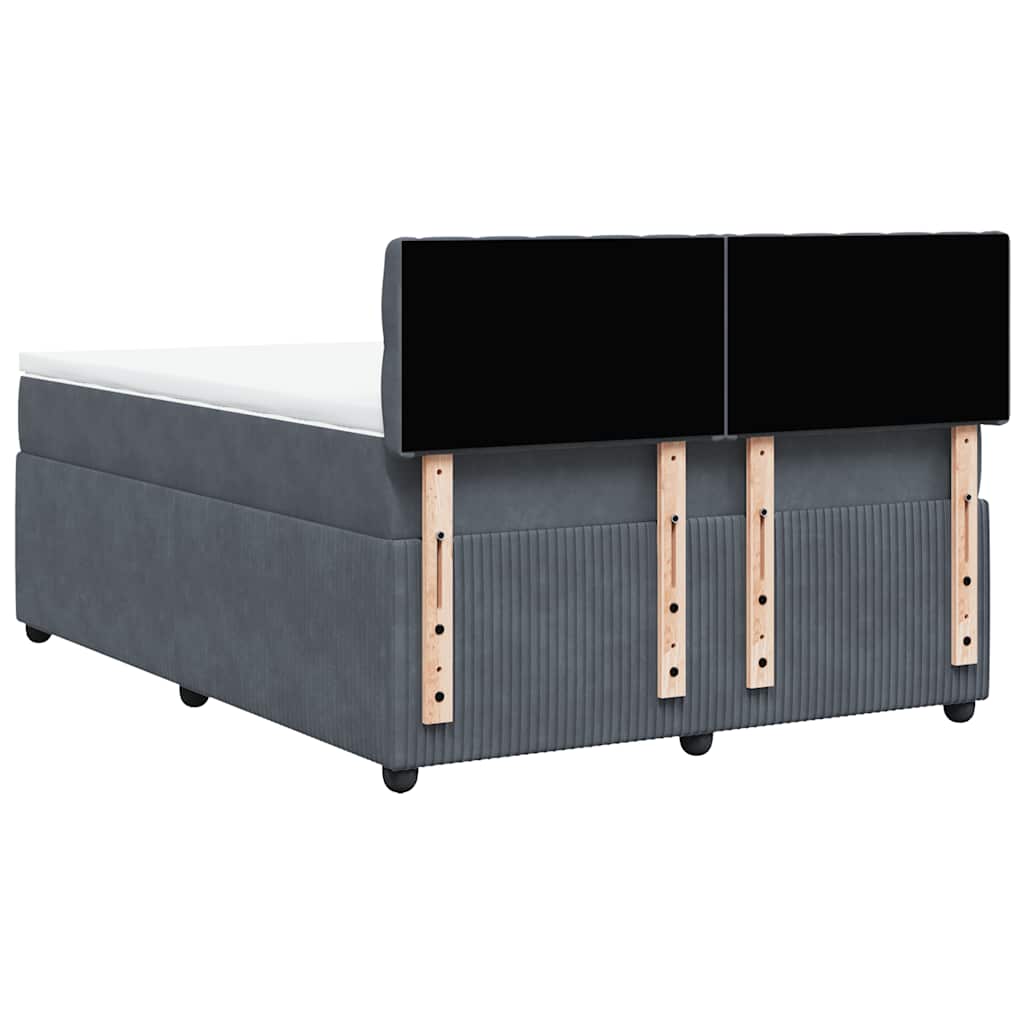 Giroletto a Molle con Materasso Grigio Scuro 140x200 cm Velluto