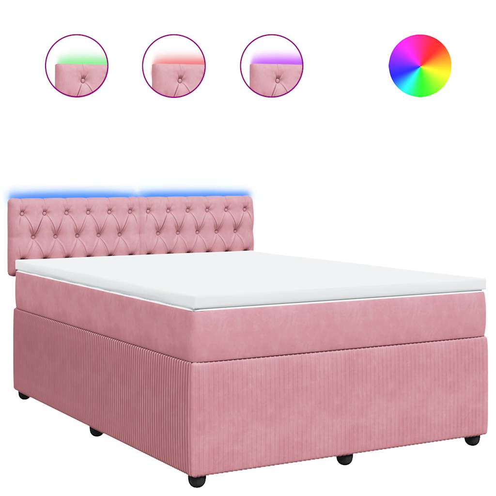 Giroletto a Molle con Materasso Rosa 140x200 cm in Velluto | homemem39
