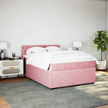 Giroletto a Molle con Materasso Rosa 140x200 cm in Velluto | homemem39