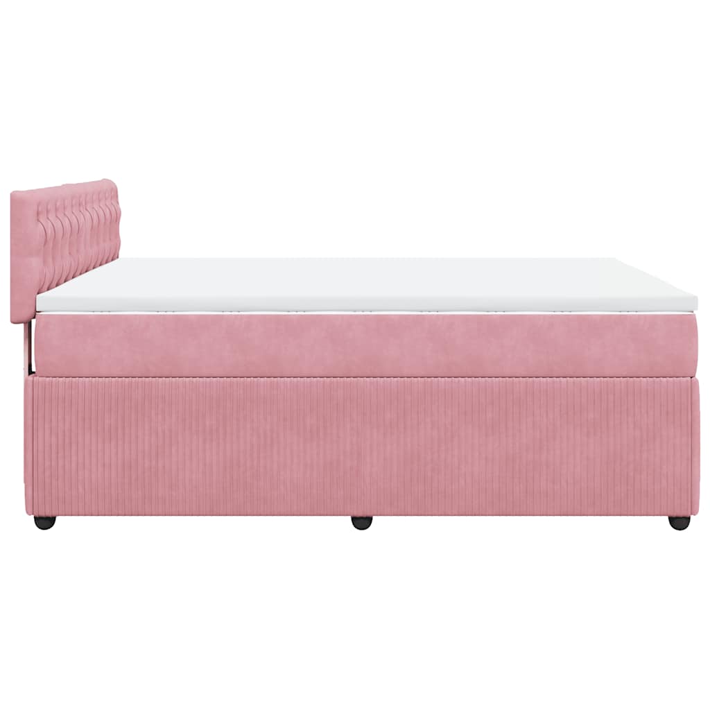 Giroletto a Molle con Materasso Rosa 140x200 cm in Velluto | homemem39
