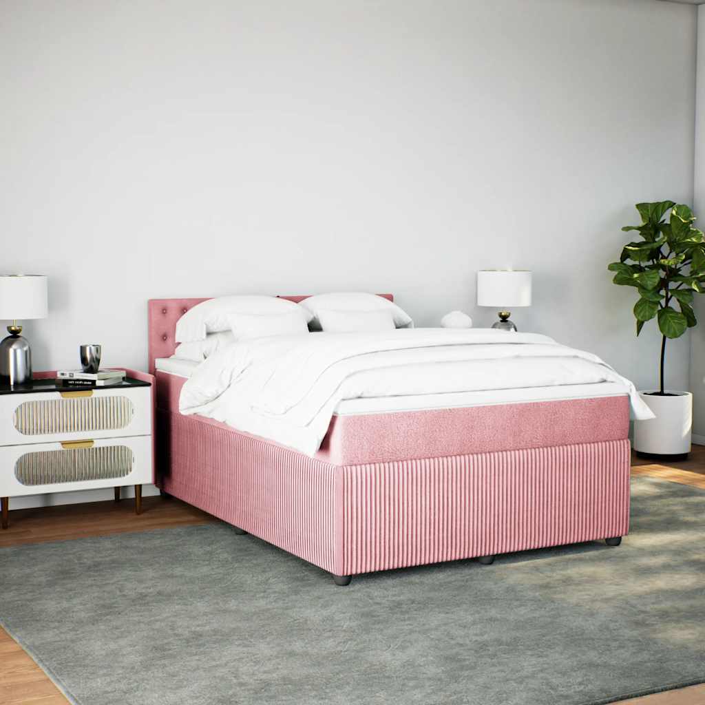 Giroletto a Molle con Materasso Rosa 140x200 cm in Velluto - homemem39