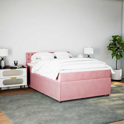 Giroletto a Molle con Materasso Rosa 140x200 cm in Velluto - homemem39