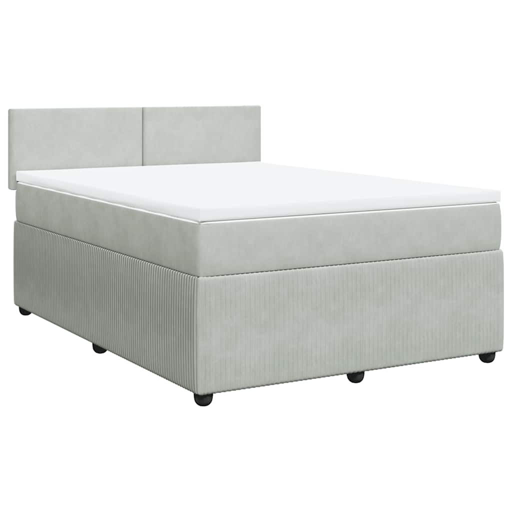 Giroletto a Molle con Materasso Grigio Chiaro 160x200cm Velluto