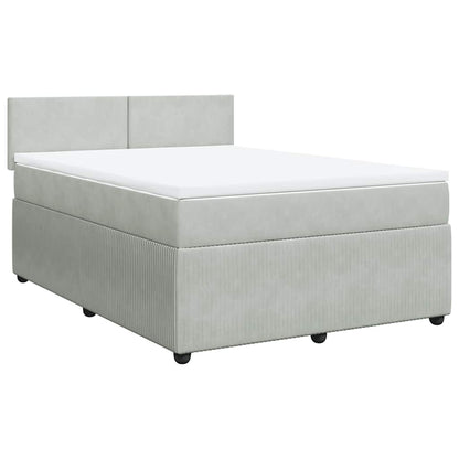 Giroletto a Molle con Materasso Grigio Chiaro 160x200cm Velluto