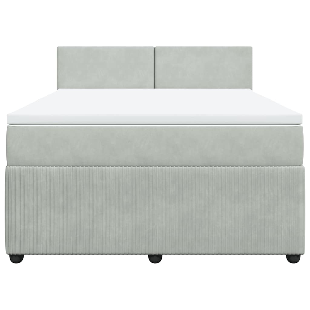 Giroletto a Molle con Materasso Grigio Chiaro 160x200cm Velluto