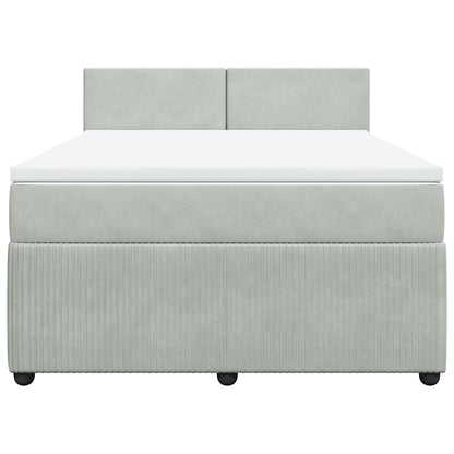 Giroletto a Molle con Materasso Grigio Chiaro 160x200cm Velluto