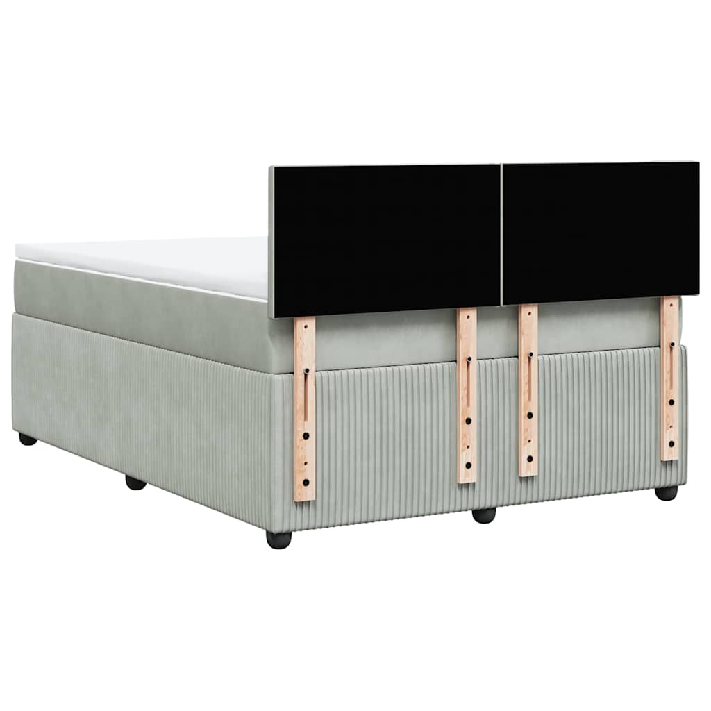 Giroletto a Molle con Materasso Grigio Chiaro 160x200cm Velluto