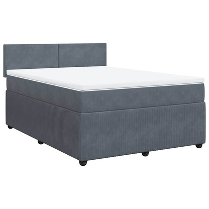 Giroletto a Molle con Materasso Grigio Scuro 160x200 cm Velluto