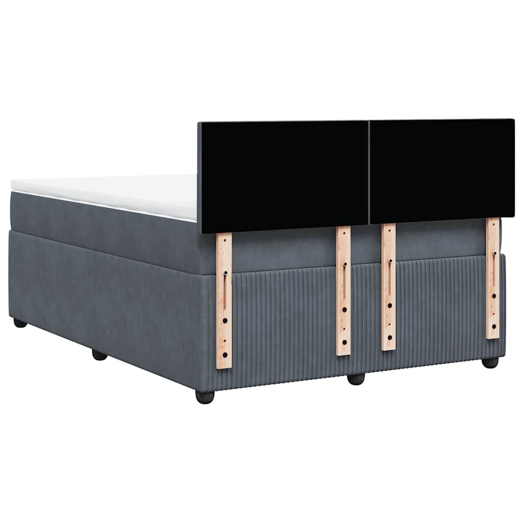 Giroletto a Molle con Materasso Grigio Scuro 160x200 cm Velluto