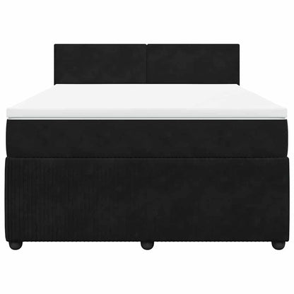 Giroletto a Molle con Materasso Nero 160x200 cm in Velluto
