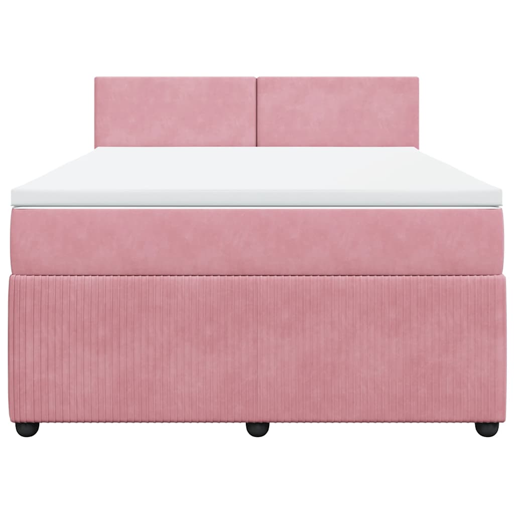 Giroletto a Molle con Materasso Rosa 160x200 cm in Velluto | homemem39