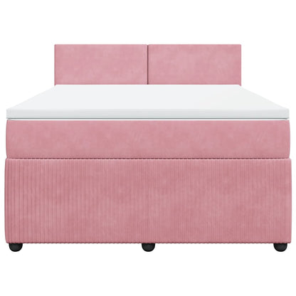 Giroletto a Molle con Materasso Rosa 160x200 cm in Velluto | homemem39