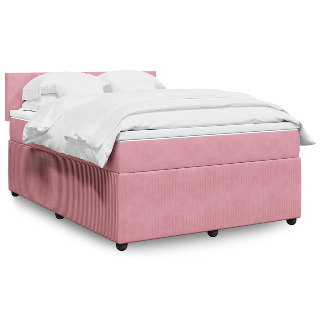 Giroletto a Molle con Materasso Rosa 160x200 cm in Velluto | homemem39