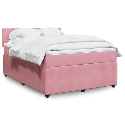 Giroletto a Molle con Materasso Rosa 160x200 cm in Velluto | homemem39