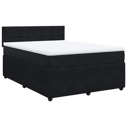 Giroletto a Molle con Materasso Nero 160x200 cm in Velluto
