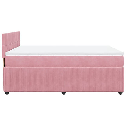 Giroletto a Molle con Materasso Rosa 160x200 cm in Velluto | homemem39