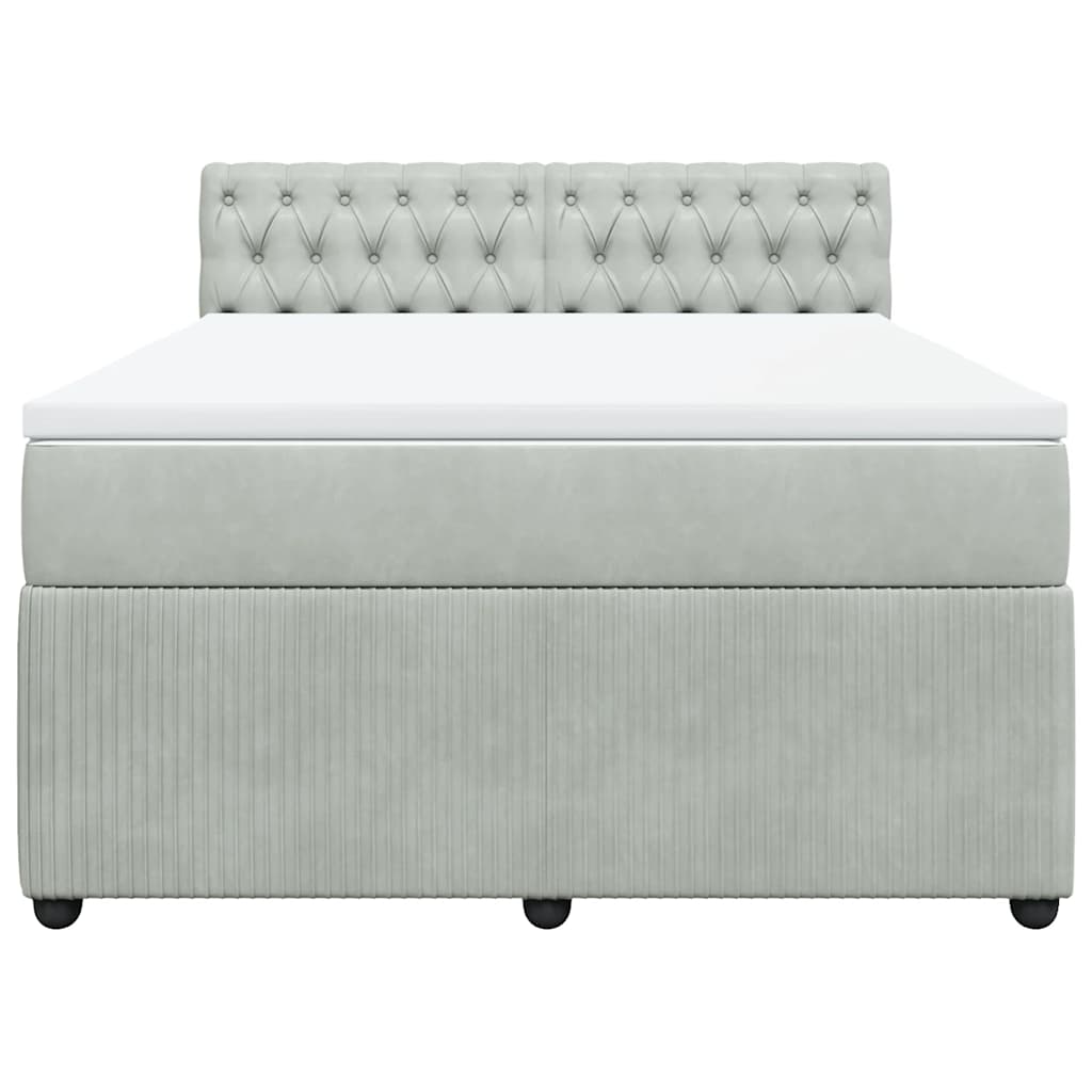 Giroletto a Molle con Materasso Grigio Chiaro 160x200cm Velluto - homemem39