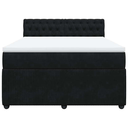 Giroletto a Molle con Materasso Nero 160x200 cm in Velluto - homemem39