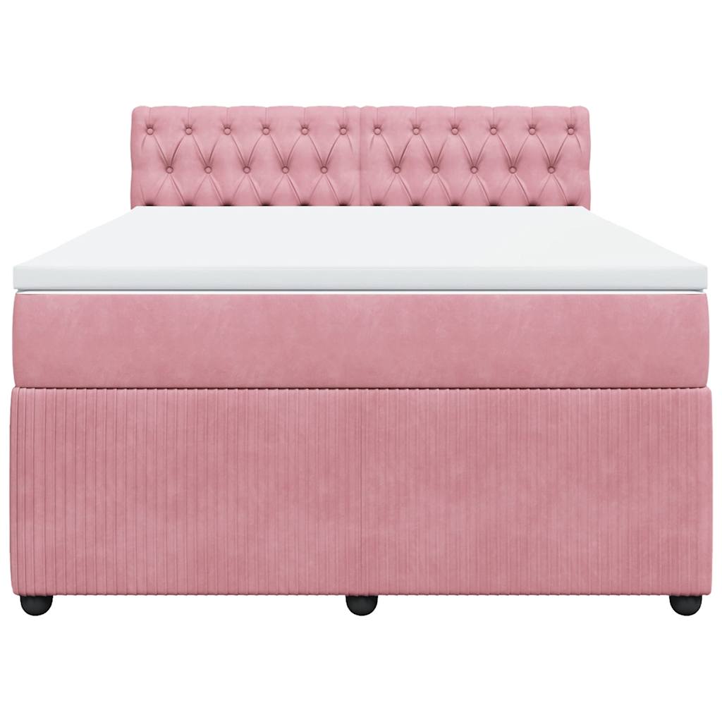 Giroletto a Molle con Materasso Rosa 160x200 cm in Velluto | homemem39