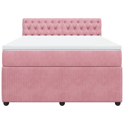 Giroletto a Molle con Materasso Rosa 160x200 cm in Velluto | homemem39