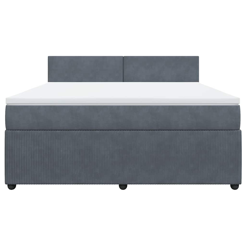 Giroletto a Molle con Materasso Grigio Scuro 180x200 cm Velluto - homemem39