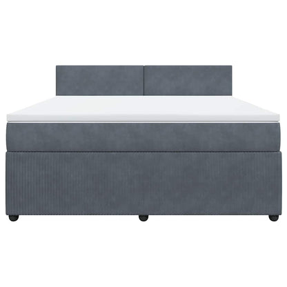 Giroletto a Molle con Materasso Grigio Scuro 180x200 cm Velluto - homemem39