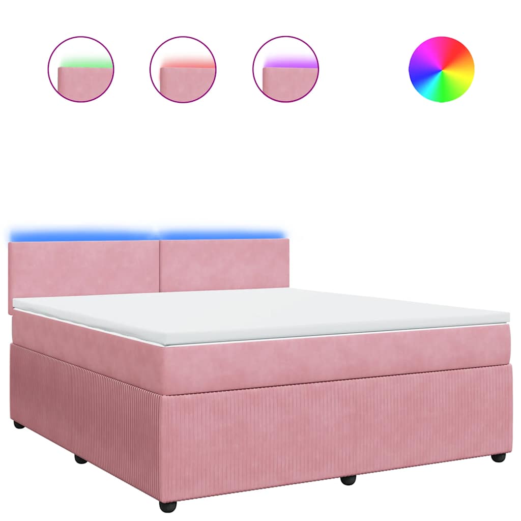 Giroletto a Molle con Materasso Rosa 180x200 cm in Velluto | homemem39