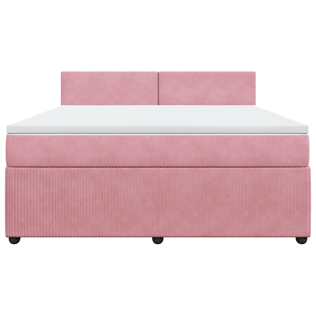Giroletto a Molle con Materasso Rosa 180x200 cm in Velluto | homemem39