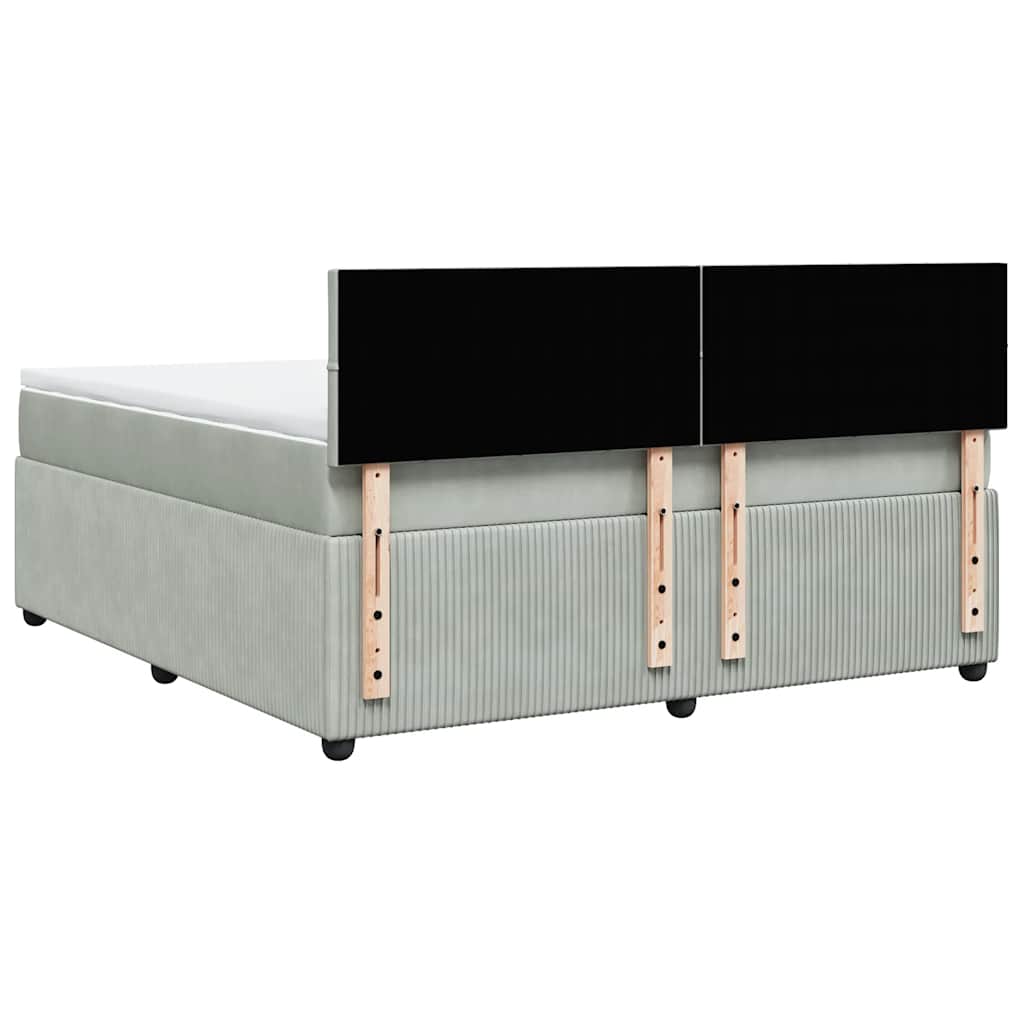 Giroletto a Molle con Materasso Grigio Chiaro 180x200cm Velluto