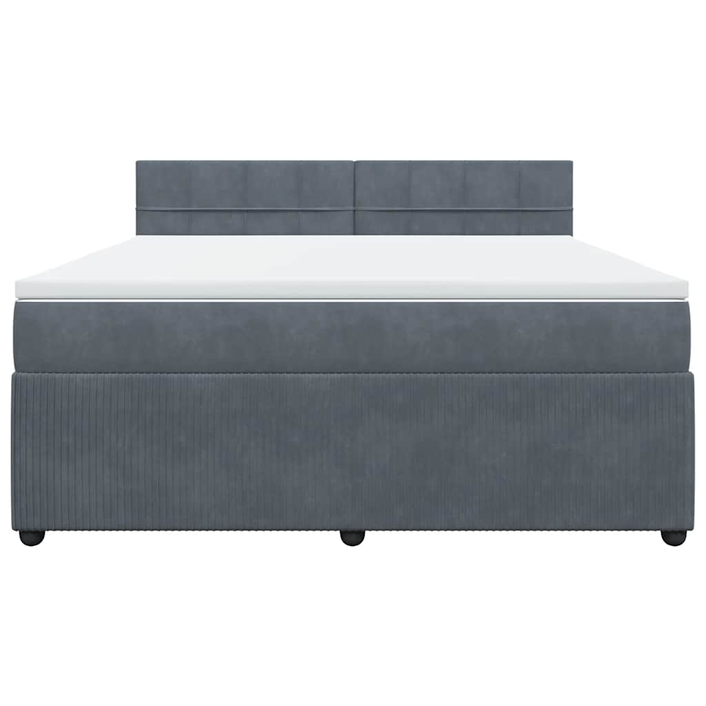 Giroletto a Molle con Materasso Grigio Scuro 180x200 cm Velluto - homemem39