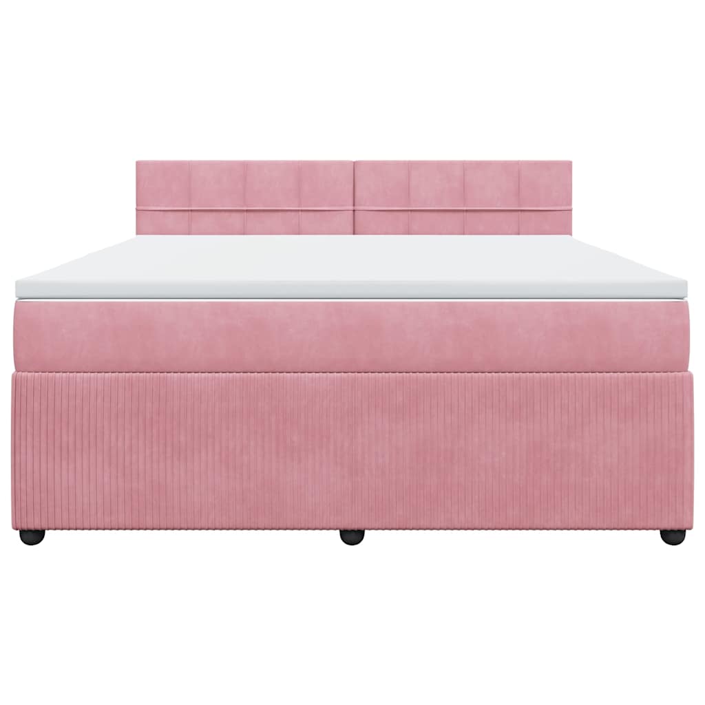 Giroletto a Molle con Materasso Rosa 180x200 cm in Velluto | homemem39